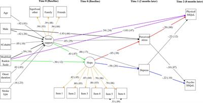 Indirect effects of social support and hope on quality of life via emotional distress among stroke survivors: A three-wave structural equation model